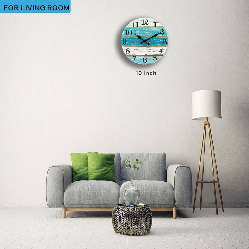 Đồng Hồ Treo Tường Màu Xanh Dương 10 Inch Không Gây Tiếng Ồn Không Dính Dùng Trang Trí Phòng Khách / Nhà Bếp / Văn Phòng