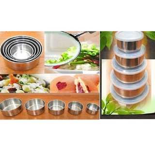 Bộ Đựng Thức Ăn Tròn 5 Món inox