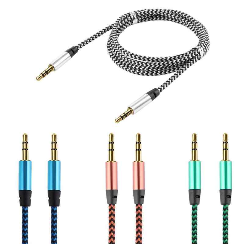 Dây cáp âm thanh Aux 3.5mm dài 1m cho loa, Mp3, điện thoại, xe hơi, máy tính - Cáp Dây Dù Mạ Vàng 2 đầu 3.5mm