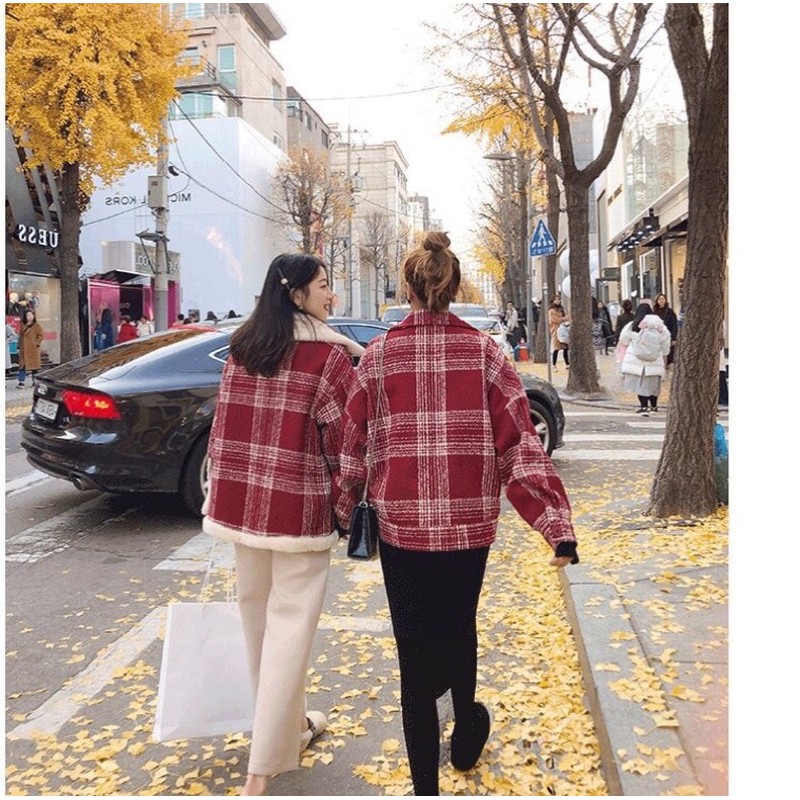 Order Áo khoác kẻ lót lông dày dặn ulzzang | BigBuy360 - bigbuy360.vn