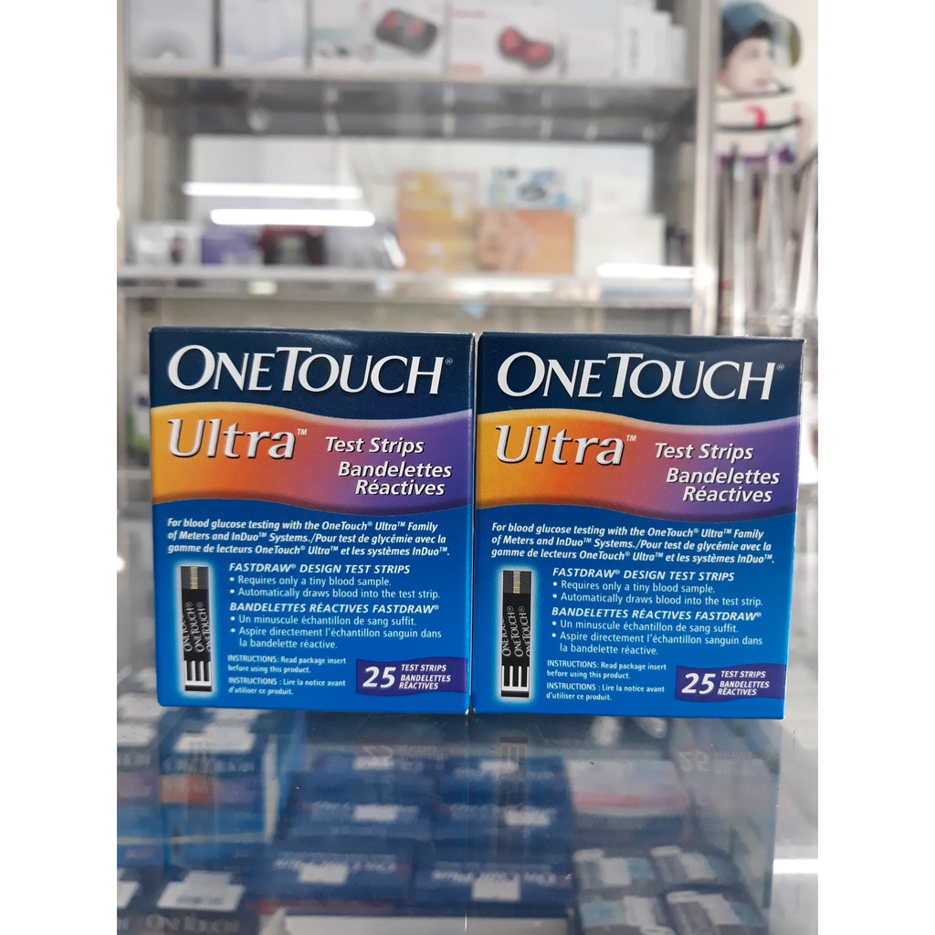 Que thử đường huyết OneTouch Ultra 2 (hộp 25 que) - Mua combo 2 hộp tặng 50 kim lấy máu