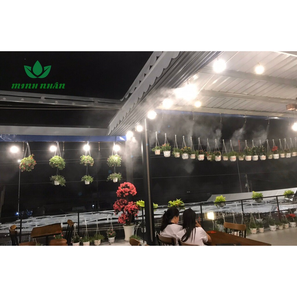 Trọn bộ phun sương 50, 60, 70 đầu phun - Bơm Daehan DH 50 lọc rác 50M dây dùng làm mát quán cafe, nhà hàng, chuồng trại