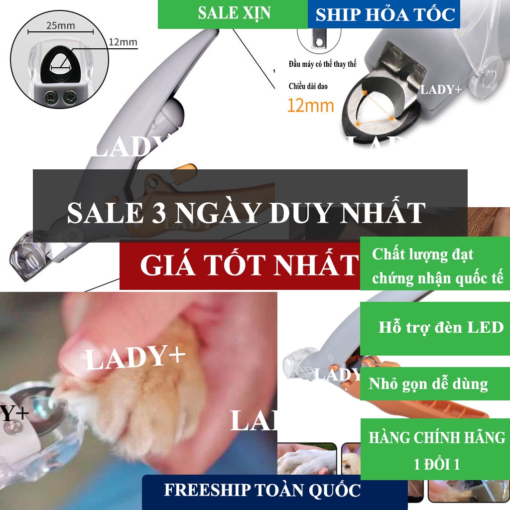 [PIN TẶNG KÈM] [THANH LÝ] Kéo cắt móng chân cho chó mèo có đèn LED và chống nước