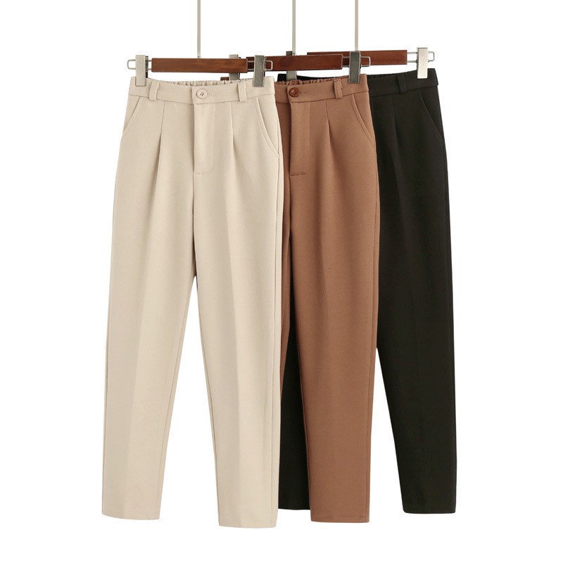 Quần Baggy Nữ chun lưng cạp cúc phong cách công sở lịch sự thời trang chất Tuyết Mưa( Có ảnh thật )