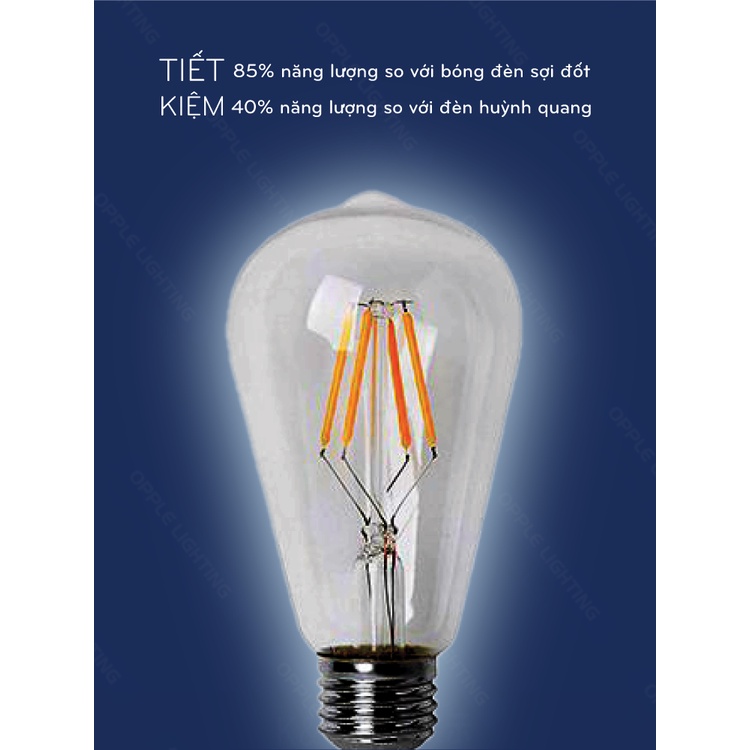 Bóng Đèn OPPLE LED Fila Ecomax ST64 E27 - Hiệu Ứng Ánh Sáng Như Bóng Sợi Đốt, Tiết Kiệm Năng Lượng