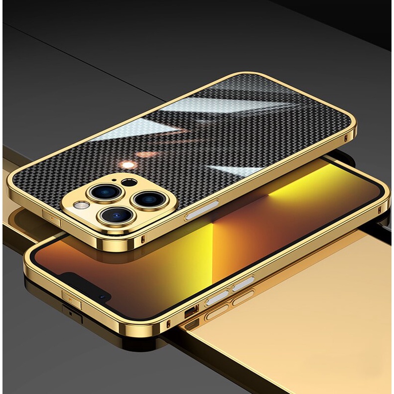 Ốp Điện Thoại Sợi carbon Khung Nhôm Mạ Viền Cho iphone 13 pro max 12 pro mini 11 11 pro max 12