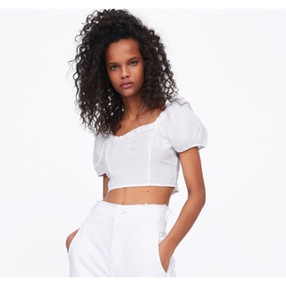 Áo croptop trắng zara auth newtag size S