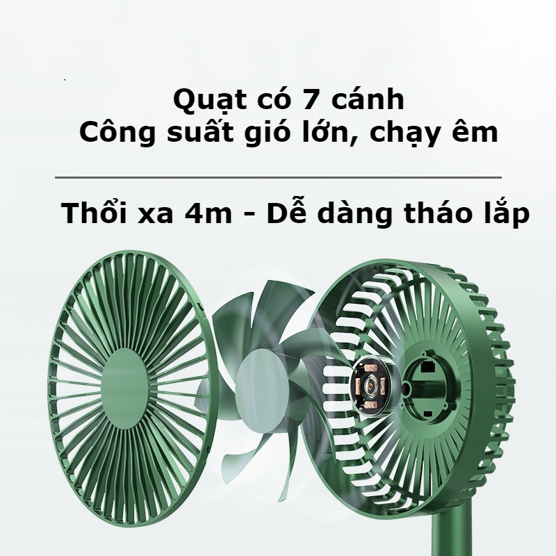Quạt Mini để Bàn Tích điện Thích Hợp Cho Dân Văn Phòng, Quạt Siêu Mát, Kiểu Dáng Siêu Gọn, Chạy êm Pin Dung Lượng Cao