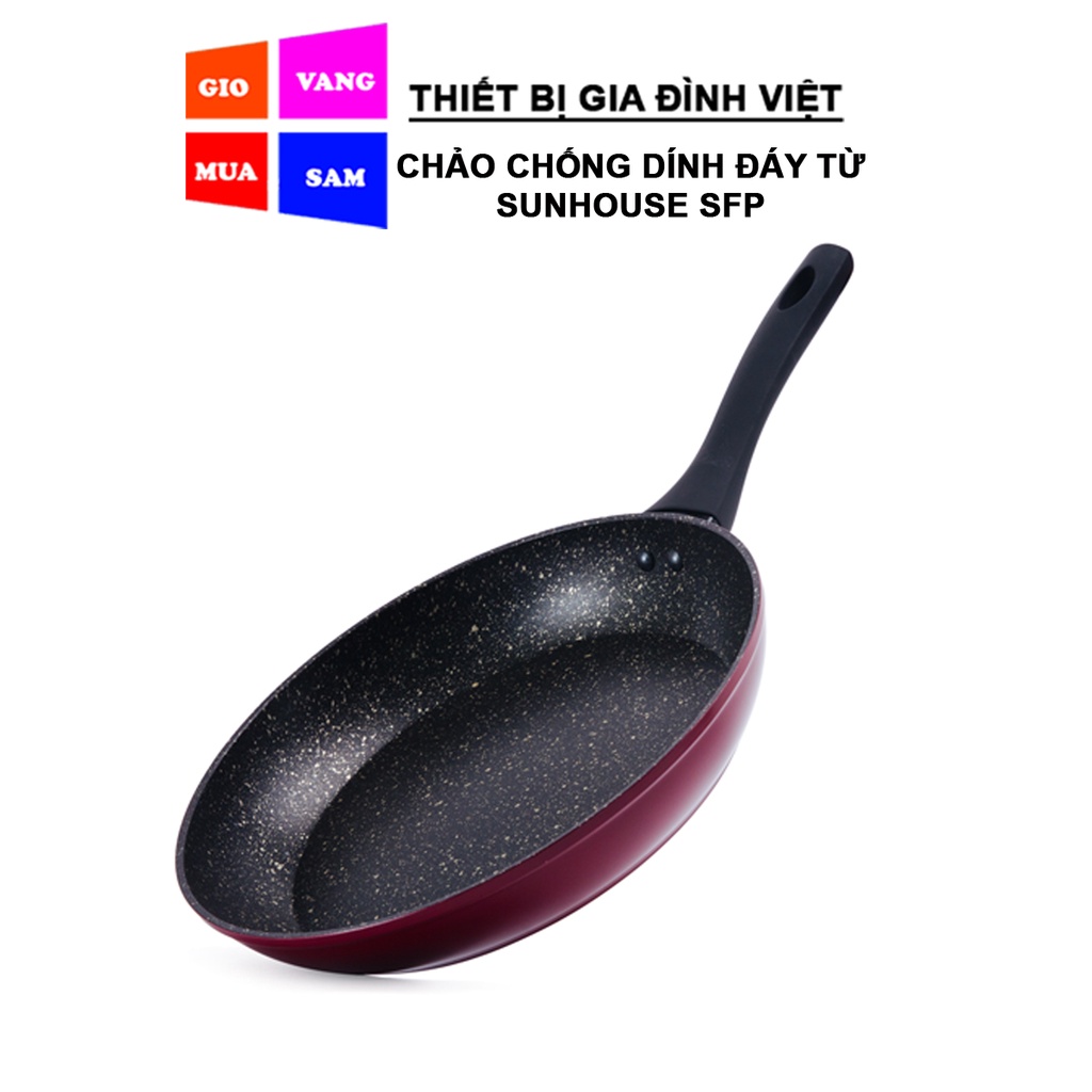 Chảo đá hoa cương đáy từ SUNHOUSE SFP đủ size 24,26,28CM