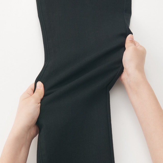 Muji Quần Denim Slim Straight Dài Tới Mắt Cá Co Giãn 4 Chiều