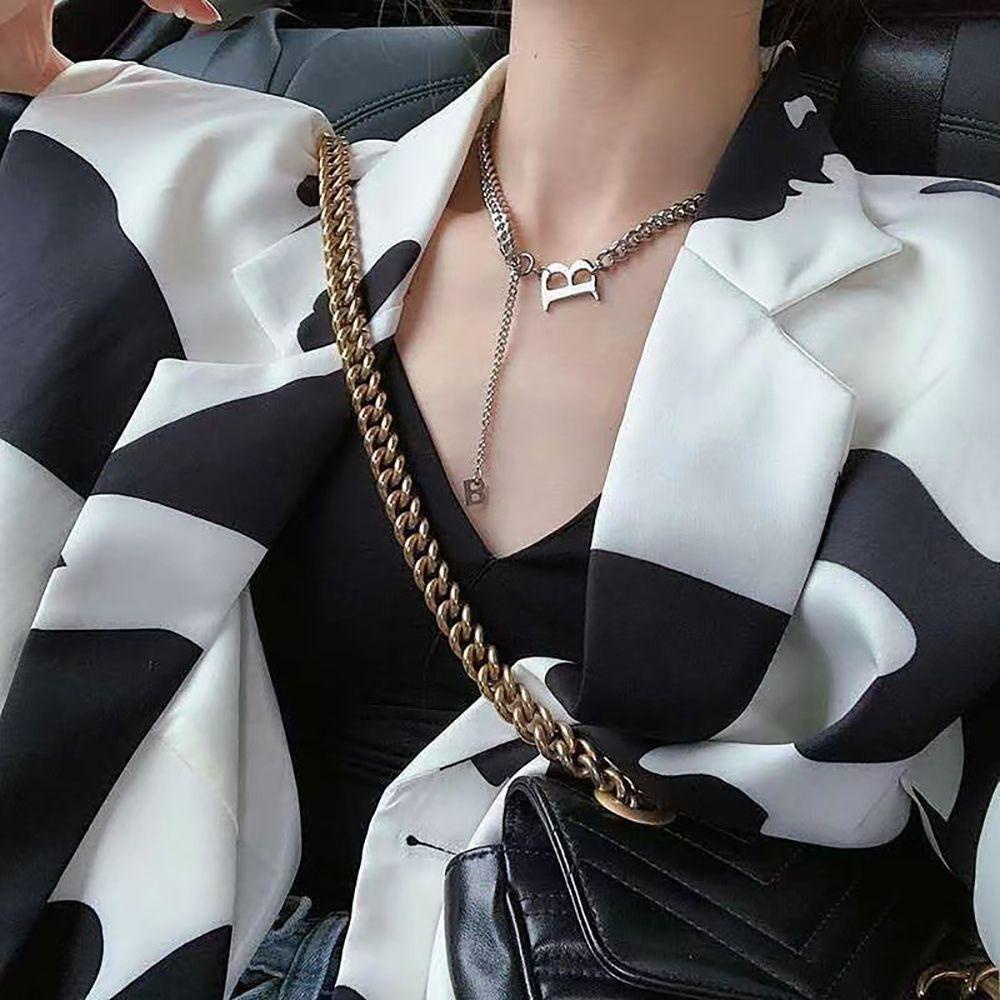 AROMA Vòng cổ Choker Mặt Chữ Đơn Giản Phong Cách Hip Hop Hàn Quốc Cho Nữ