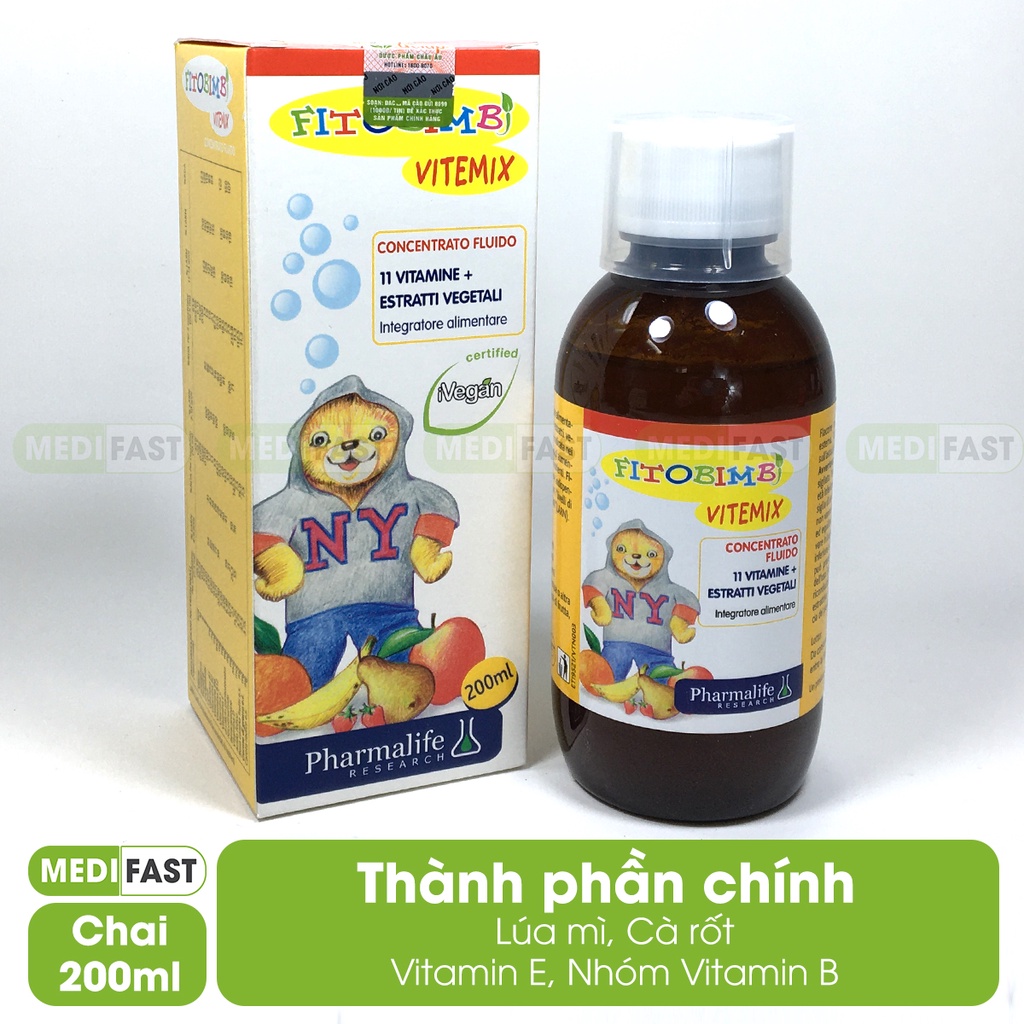 Fitobimbi Vitemix.Bổ Sung Vitamin,Khoáng Chất Cần Thiết Cho Bé Phát Triển Toàn Diện - Nhập khẩu từ Ý - Chai 200ml