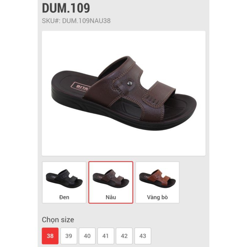 giảm sandal nam Dép da bitas da nam DUM109 nâu, vàng