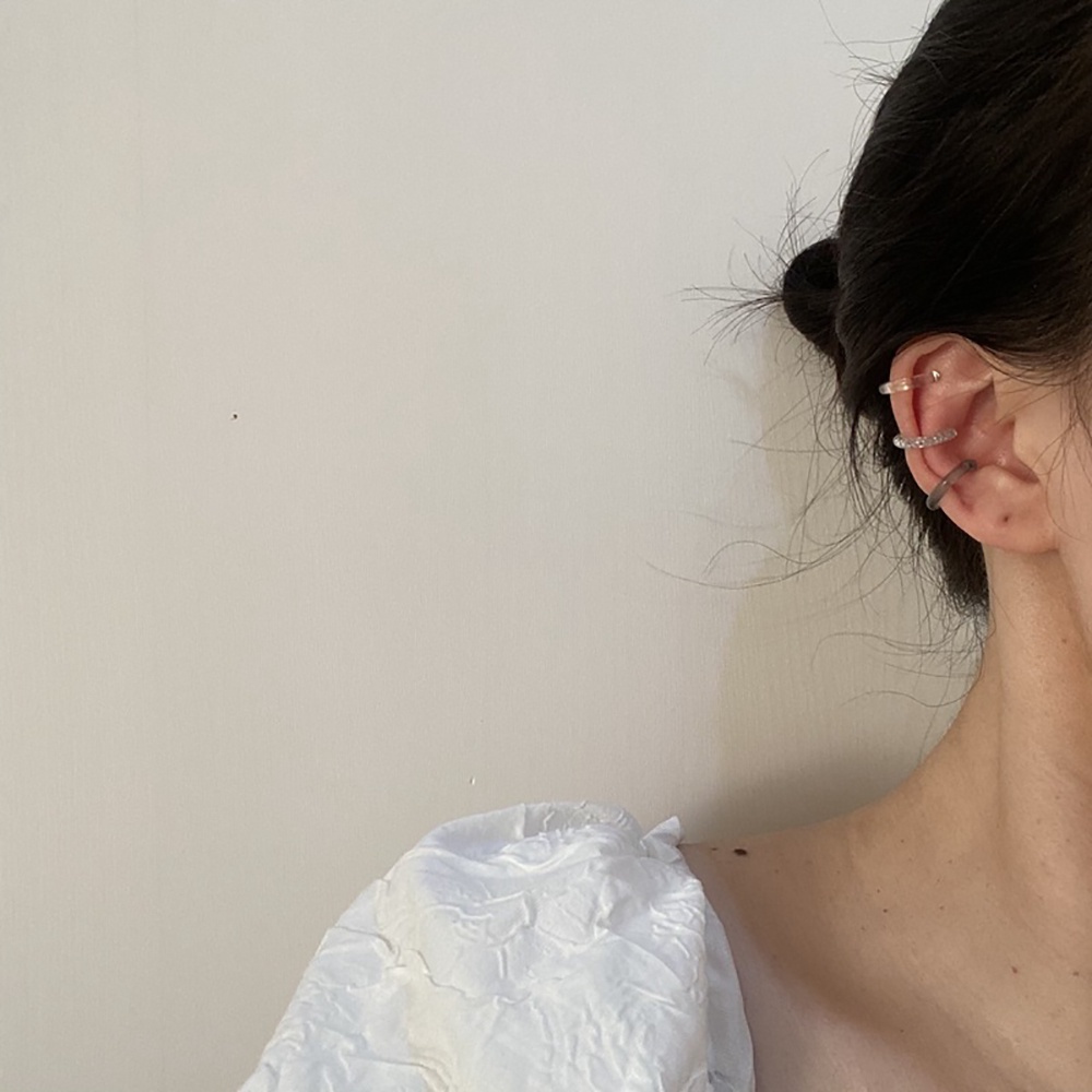 Bộ khuyên kẹp vành tai bằng nhựa resin trong suốt màu kẹo phong cách Harajuku Hàn Quốc dễ thương cho nữ