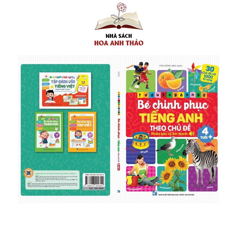 Sách Tiếng Anh cho bé Bé chinh phục tiếng anh theo chủ đề phiên bản có âm thanh