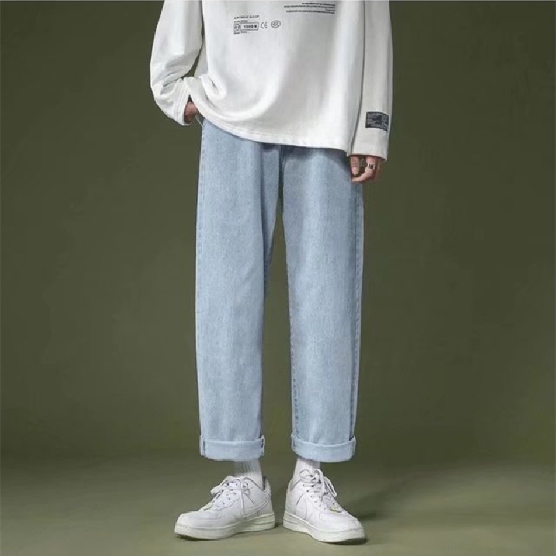 Quần jeans Lưng Thun Dáng Rộng Thoải Mái Phong Cách Thời Trang Nhật Bản Cho Nam Giới size S-3XL