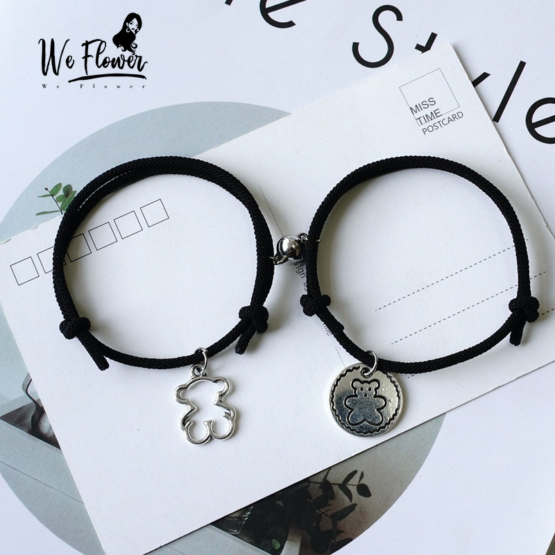 Set 2 Vòng Tay Kim Loại Mặt Hình Gấu Đính Đá Dành Cho Cặp Đôi | BigBuy360 - bigbuy360.vn