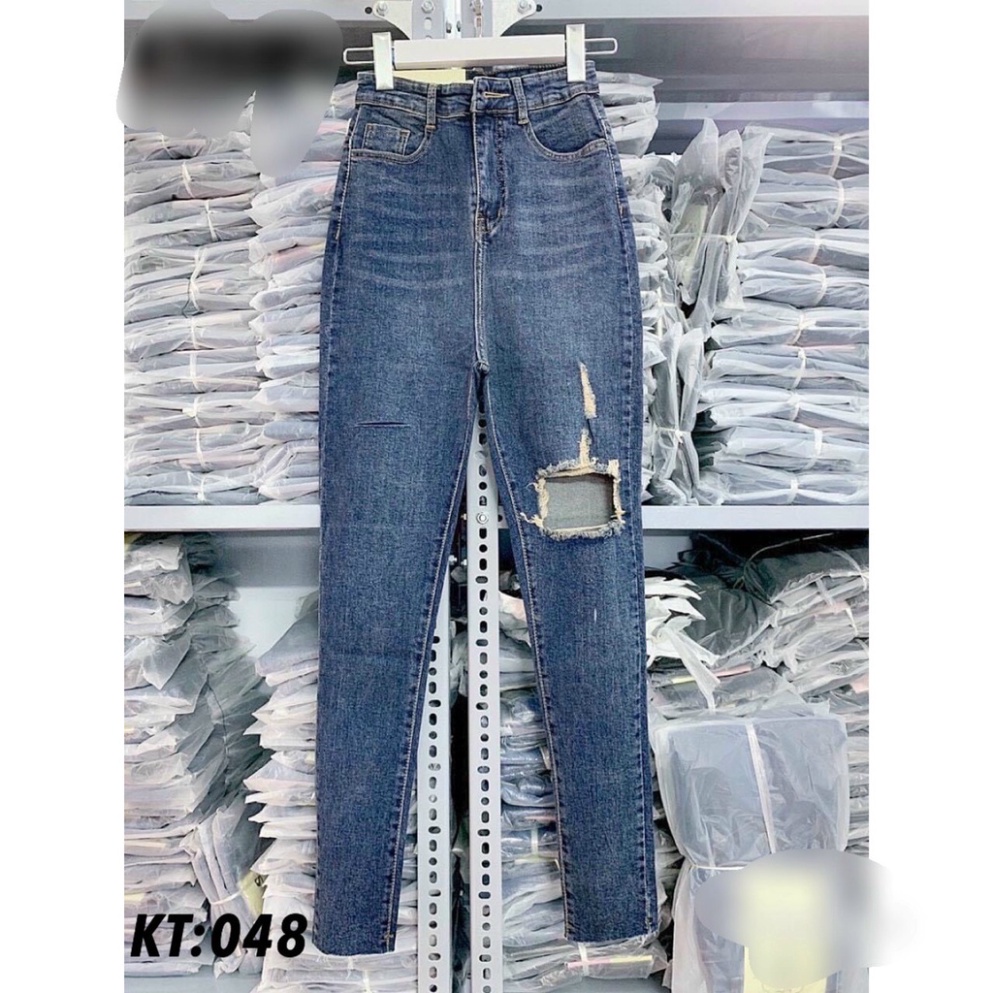 Quần jean nữ rách cập cao chất jeans co và giãn tốt bao đẹp Form chuẩn ôm dáng nâng vòng 3