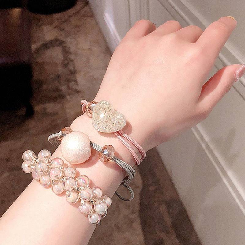 Dây Cột Tóc Cao Su Co Giãn Đính Hạt Ngọc Trai Thanh Lịch Dành Cho Nữ