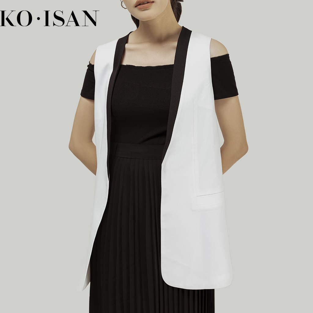 [Mã FASHIONMALLT4 giảm 15% đơn 150k] Áo gile nữ KO-ISAN phối cổ trắng 33500342-2