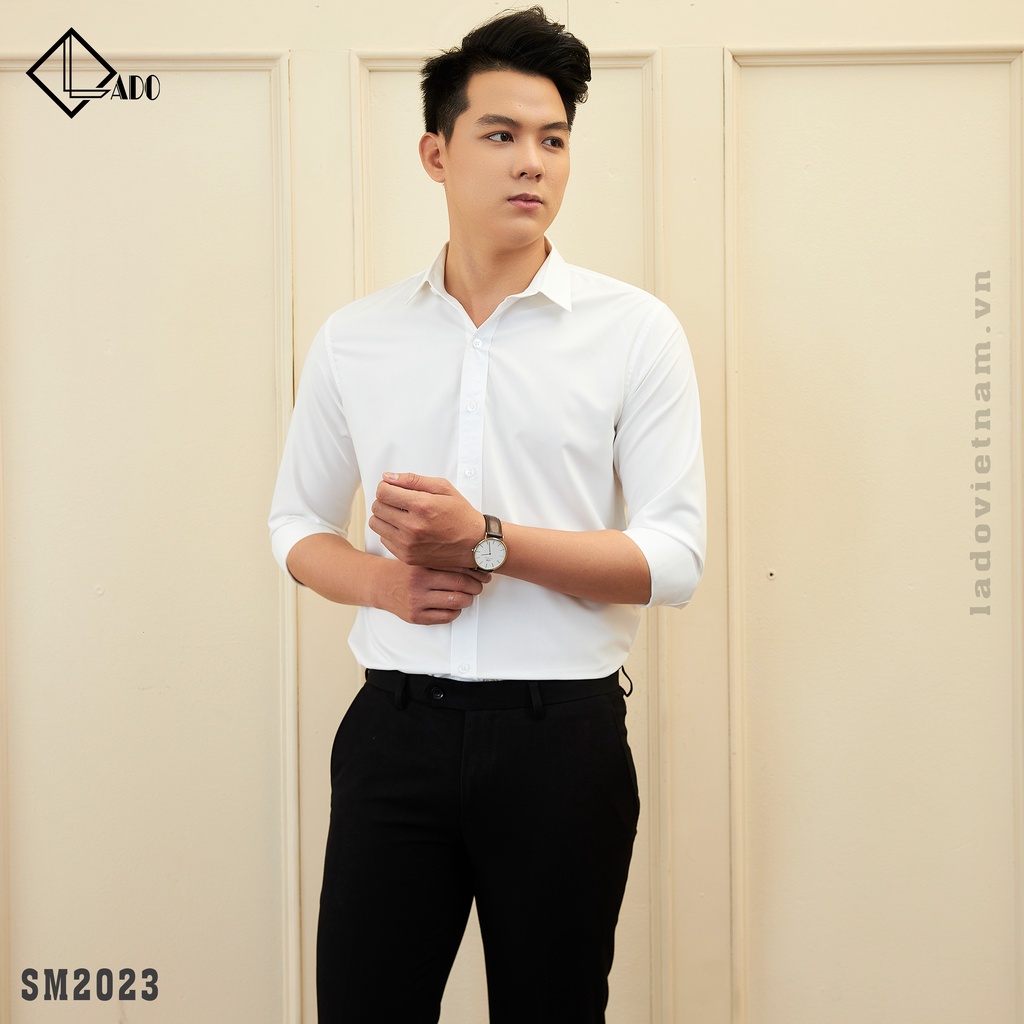 Áo Sơ Mi Trắng Kem Trơn LADO 2023