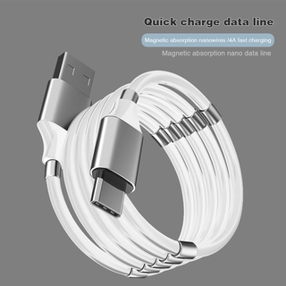 iPhone Fast Charging Cable Magnetic Fast Charging Data Line Type-c/Android/Apple Portable Self Winding Mobile Phone Cable