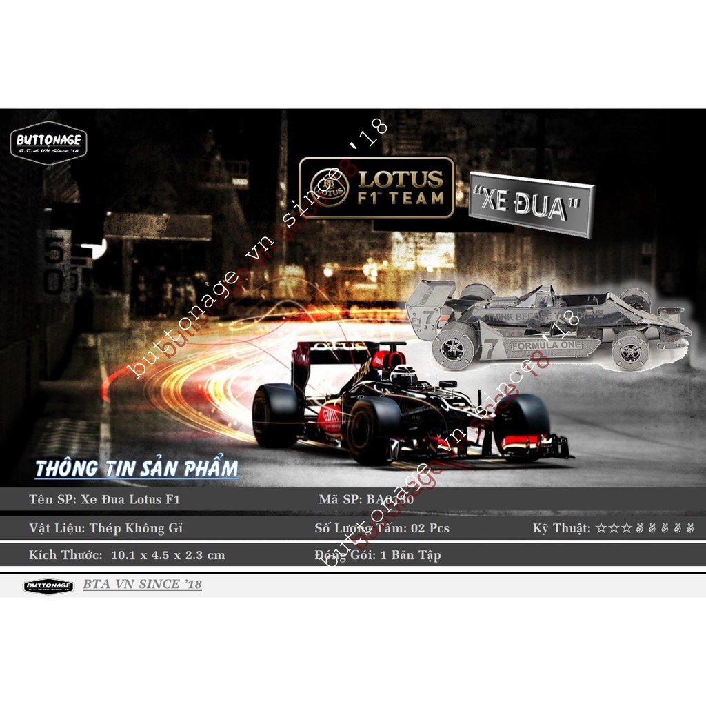 Mô Hình Lắp Ghép kim Loại 3D Xe Đua Lotus F1
