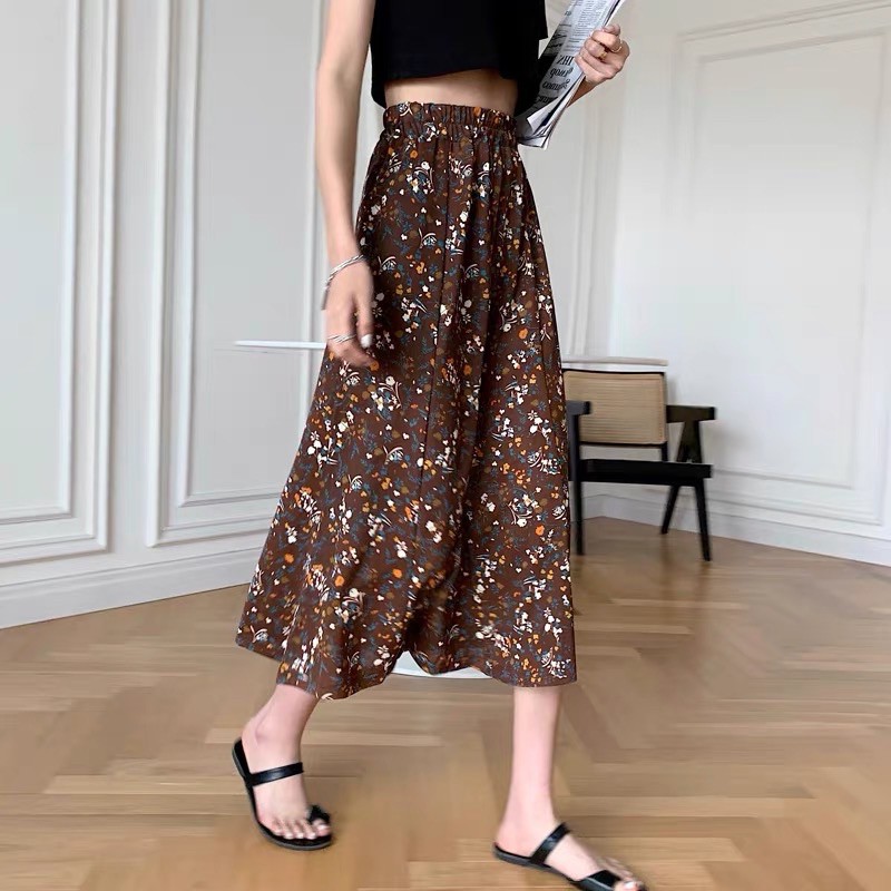 Chân váy hoa vintage nhiều màu, Chân váy dài vintage cạp chun