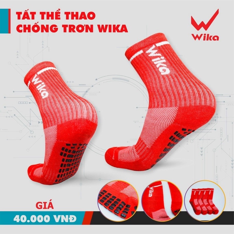 Tất bóng đá chống trơn Wika, tất vớ đá banh có cao su chống trượt