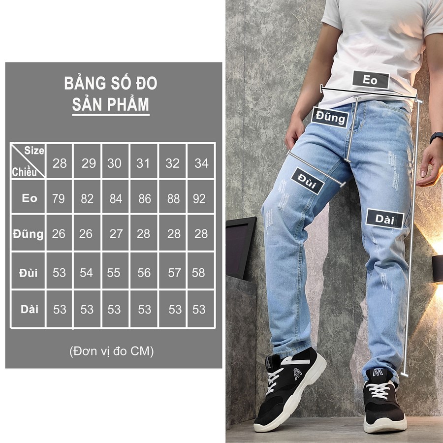 Quần jean nam ống suông Q153 (Xanh bạc) MĐ