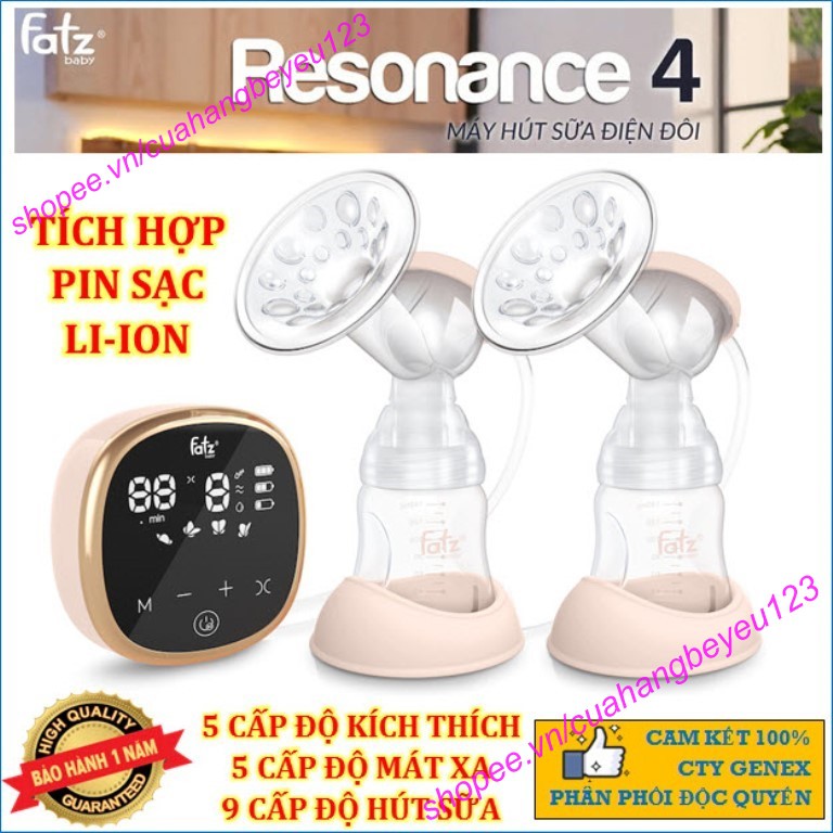 Máy hút sữa điện đôi có pin sạc cao cấp Fatzbaby Resonance 4 / Resonance 5 - FB1182VN, FB1180VNG