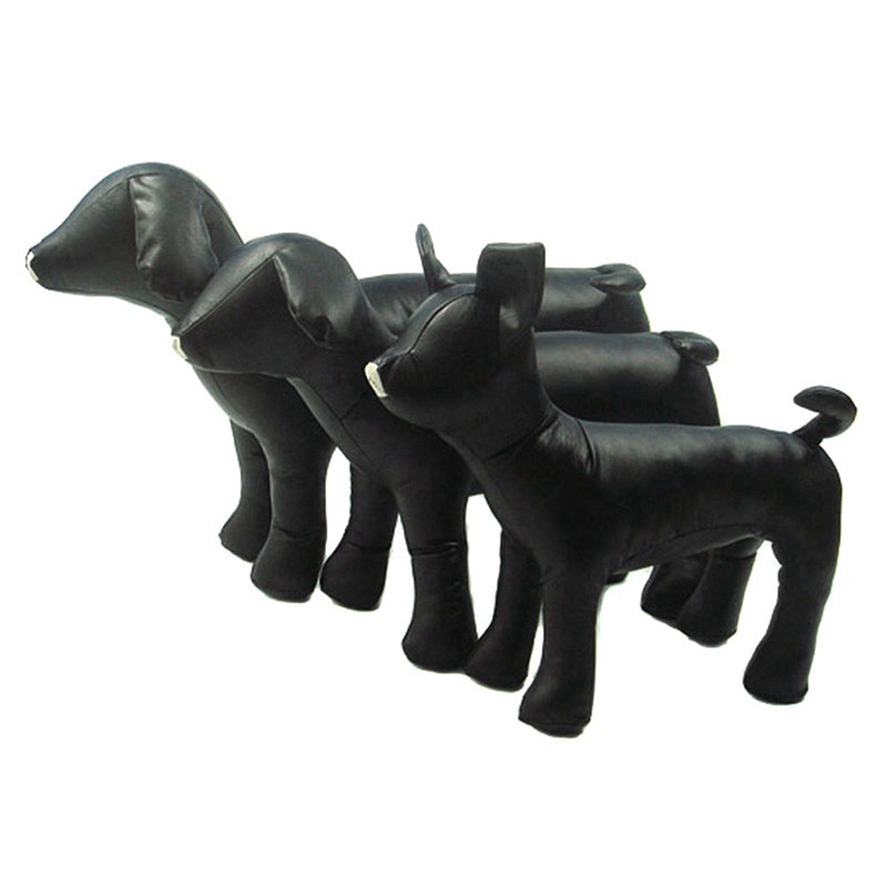 2 Pcs Leather Dog Mannequins Standing Position Dog els Toys Pet Animal Shop Display Mannequin , Black M & White L