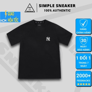 Áo Thun MLB Unisex 💙FREESHIP💙 MLB Basic Big Logo NY Black Chính Hãng - Áo Phông Tay Ngắn Hàn Quốc - Simple Sneaker