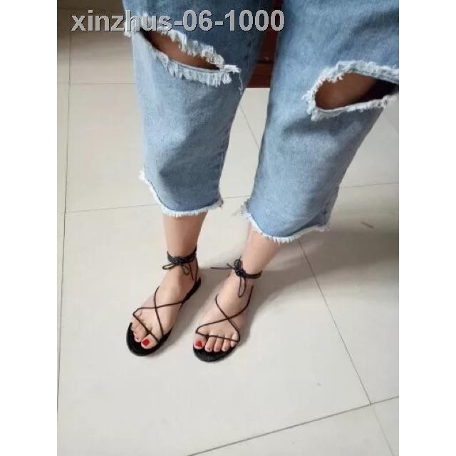 ▼☒﹊Giày Sandal Buộc Dây BLQ Phong Cách Ulzzang Hàn Quốc