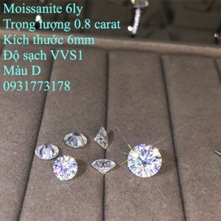 Kim cương nhân tạo Moissanite 6ly + giấy kiểm định
