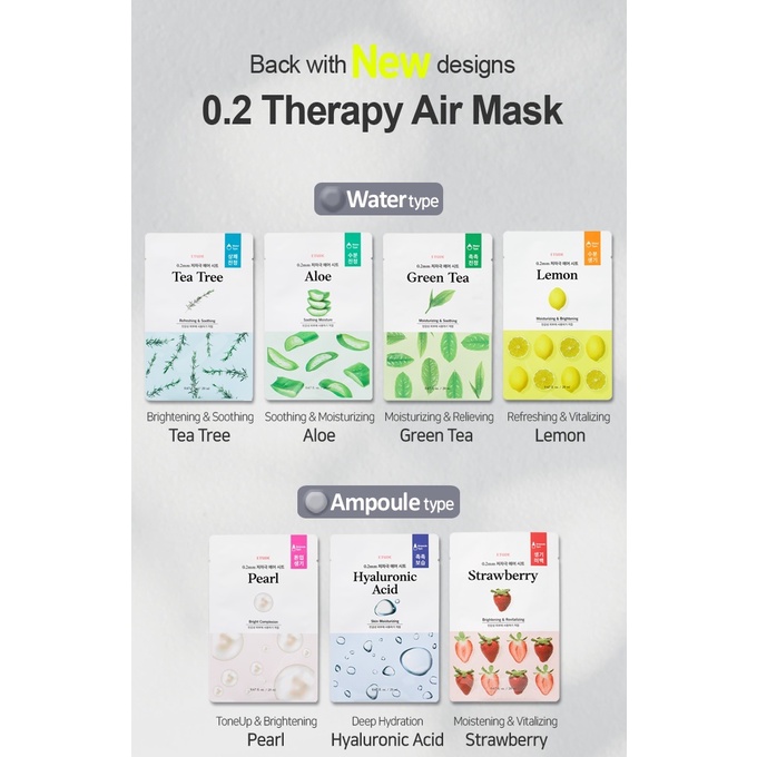 Mặt nạ ETUDE 0.2 Therapy Air Mask NEW 20ml  ôm gọn khuôn mặt đồng thời cung cấp 7 loại dưỡng chất cho làn da