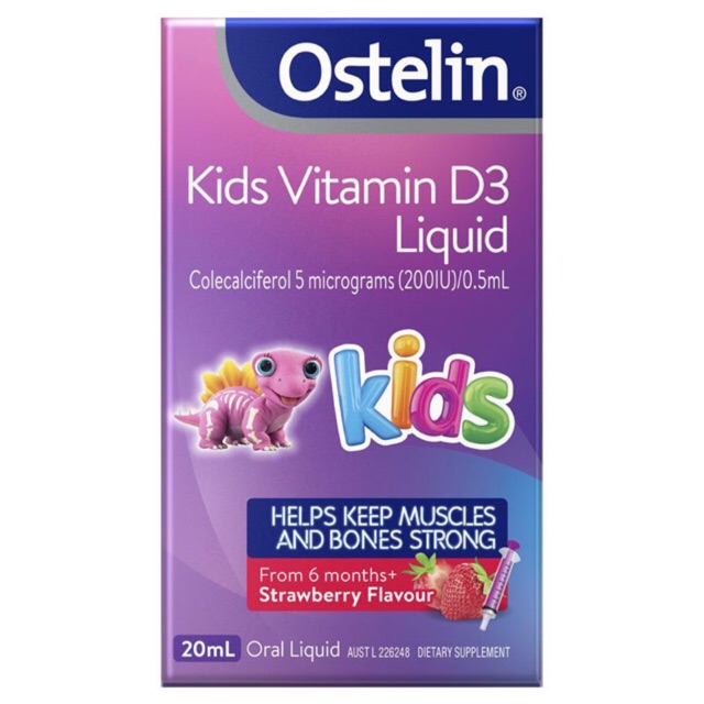 Vitamin D3 dạng nước Ostelin 20mL cho bé 6m+