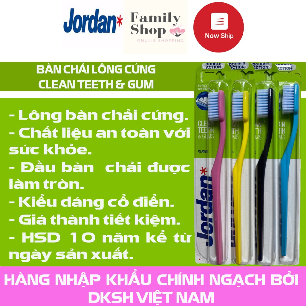 [Có Quà Tặng Giá Trị] 1 Bàn Chải Jordan Clean Teeth Double Action Lông Cứng Tặng Chỉ Nha Khoa Jordan