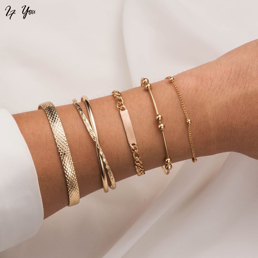 Vòng Tay Nhiều Lớp Mạ Vàng Phong Cách Retro