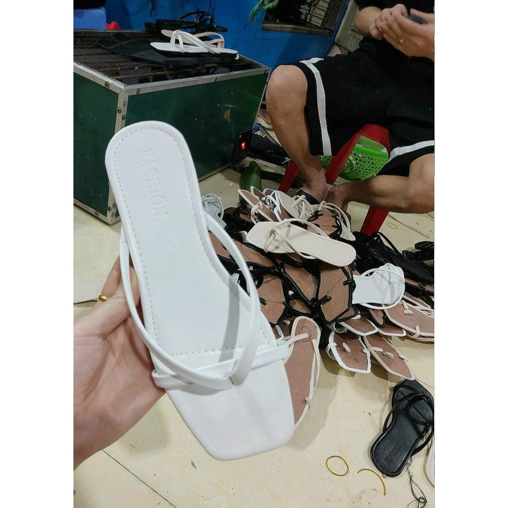 Ảnh thật mã SR15 dép tông nữ xỏ ngón da mềm êm chân