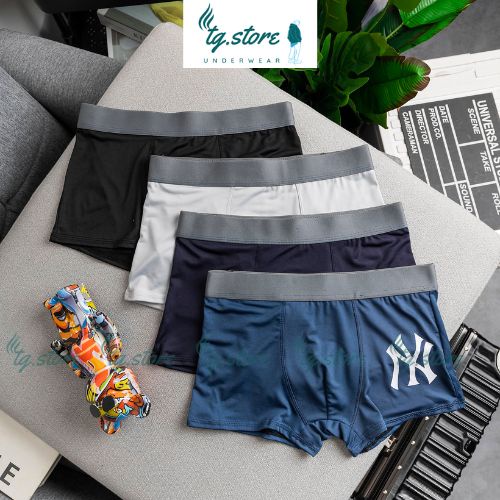 Quần Sịp Nam Boxer Hàng Xuất Khẩu Cao Cấp Combo 4 Cái NY, Quần Xì Nam Thun Lạnh Co Dãn 4 Chiều Siêu Kháng Khuẩn.