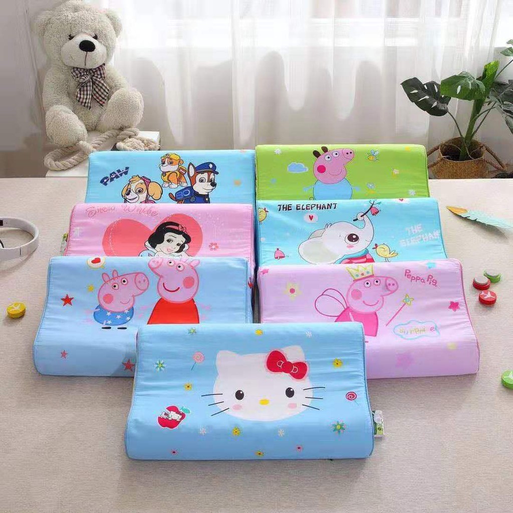 Gối cao su non trẻ em hoạt hình 3D vỏ gối Cotton mềm mát ( size 25cm x 45cm x 5cm ) hàng đẹp