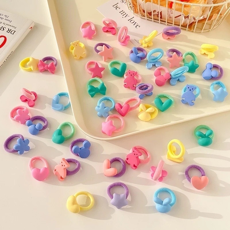 Set 10 Dây Cột Tóc Co Giãn Nhiều Màu Sắc Dễ Thương Cho Bé Gái