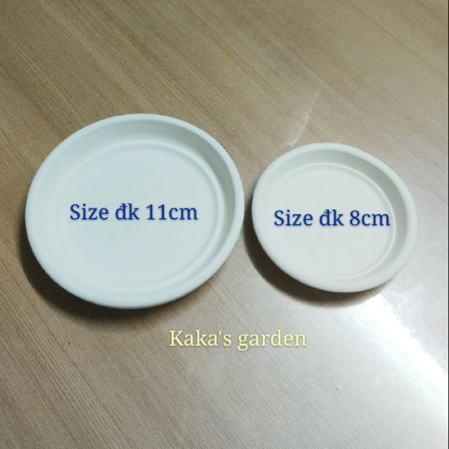 Đĩa lót chậu đất nung trắng size 10,5cm