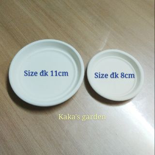 Đĩa lót chậu đất nung trắng size 10,5cm