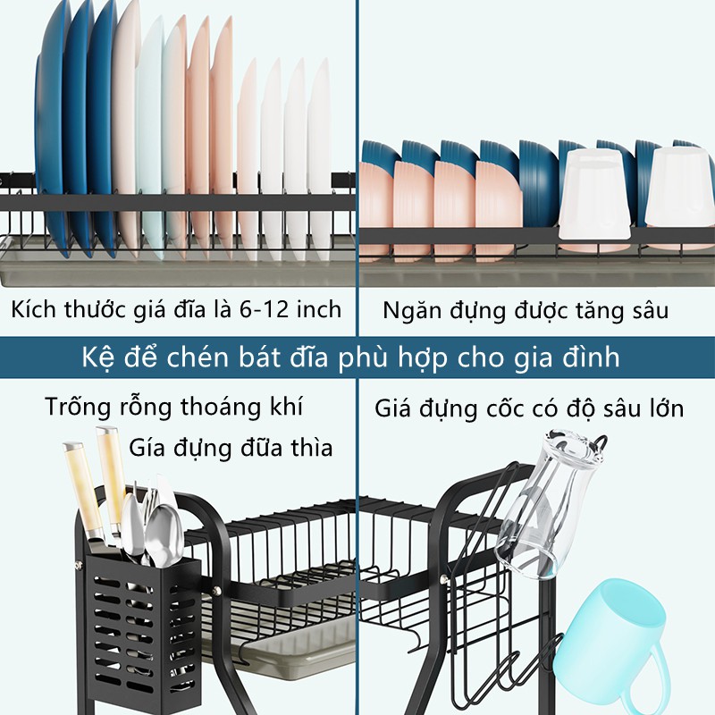 [HÀNG SẴN] GSlife Kệ Úp Chén Bát 2 Tầng Kèm Khay Hứng Nước Đa Năng Cao Cấp Phiên Bản 2022