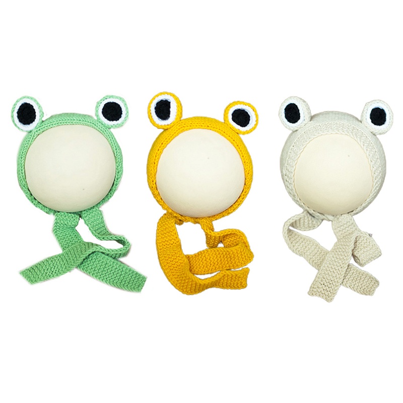Mũ Dệt Kim Hình Ếch Dễ Thương Làm Phụ Kiện Chụp Ảnh Cho Bé Sơ Sinh