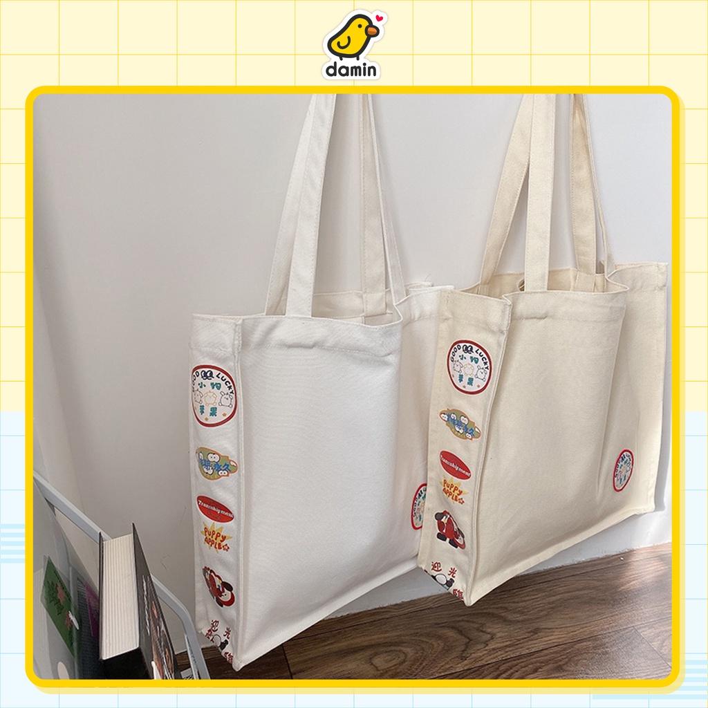 Túi Tote Vải Canvas Size Lớn Trang Trí Đơn Giản