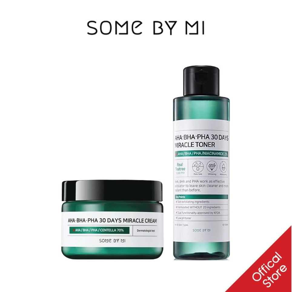 Bộ 2 Sản Phẩm Some By Mi AHA-BHA-PHA 30Days Miracle Nước hoa hồng 150ml/chai và Kem dưỡng 50ml/hộp Full - Hàng Nhập Khẩu