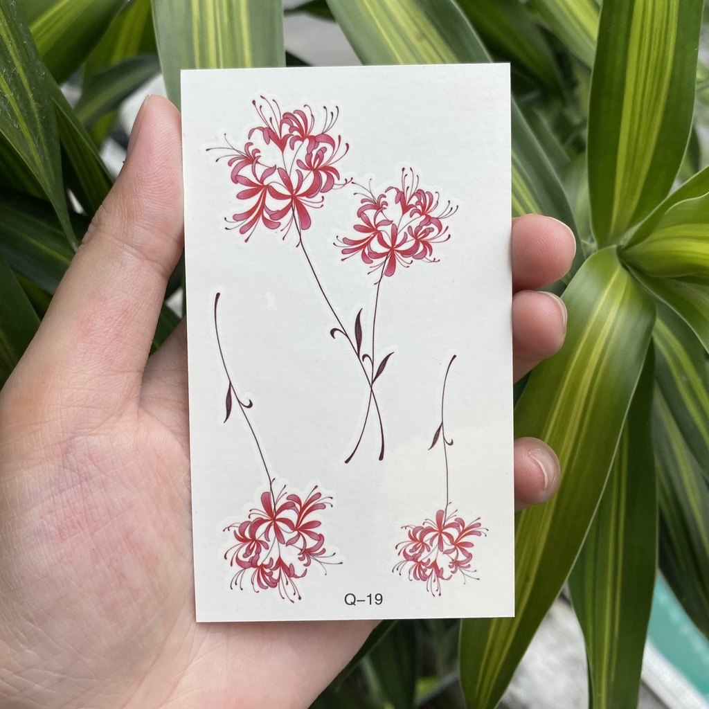 Hình xăm dán tạm thời hoa bỉ ngạn q019 size mini 10x6cm